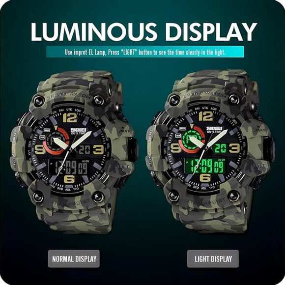 Men's Large Face Outdoor Sports Watches Military S-Shock Watch Waterproof- - Picture 2 of 5